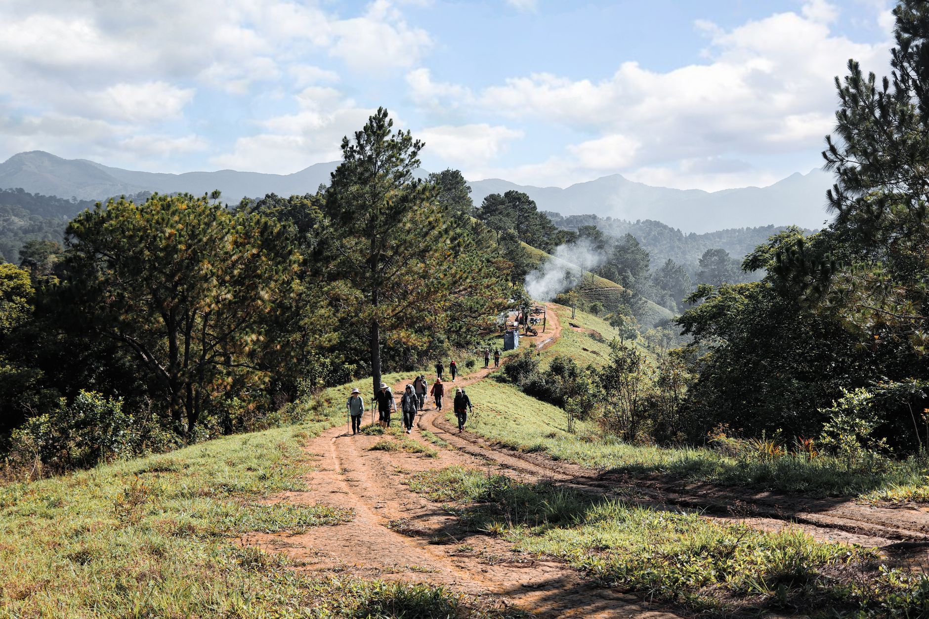 Explore sunlit trails and lush landscapes in Lâm Đồng, Vietnam. Perfect for adventurous hikers.